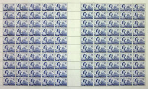 1966 (SG.398) 40c Tasman, complete sheet, with perf pip at base and variety "Recut shading at top right corner" at R4/4. Superb and extremely scarce in this format.