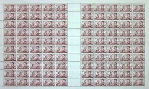1966 (SG.401) $1 Flinders, complete sheet, with varieties noted at L8/4, L9/2, R10/2 & R10/3.