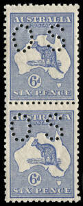 6d Ultramarine (3rd Wmk) perforated Small OS, vertical pair MUH/MLH. BW:19ba. Advertised retail: $500+.