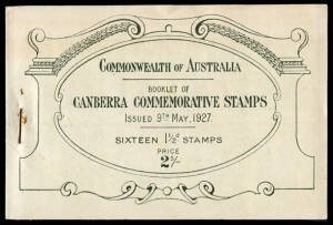 1927 (SG.SB22) 2/- 1&frac12;d Canberra booklet, complete. Unit 7 on the first pane with "Flaw in top of first A of AUSTRALIA" variety. BW:132g.