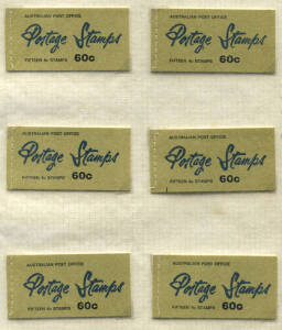1966-67 60c QEII, set of 6, Helecon ink (1 with white stitching). Plus set of 6, Helecon paper. Various Edition No's and advertising sequences.