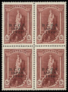 &frac12;d - 5/- (Thin paper) complete set in well centred blocks of 4.