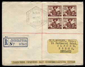29 Dec.1952 registered cover from the PAN PACIFIC JAMBOREE, GREYSTANES, N.S.W. with special R-label and datestamp.