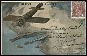 6 Aug.1919 (AAMC.22a) Minlaton - Adelaide special postcard, carried by Harry Butler; with handwritten message. Superb. Cat.$750.