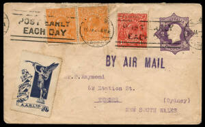 1926-29 (AAMC.90a,91,132 & 133) 14 Jun.1926 Roebourne - Perth & Camooweal - Sydney flown covers with violet cachets, group of covers with the 'Angel' vignette incl. 23 Sep.1925 FDC for the vignette & 3 up-rated embossed envelopes, 17 Apr. 1929 Brisbane - 