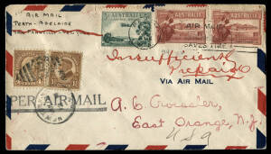 2 Jun.1929 (AAMC.136,137 & 137a) Adelaide - Perth and return group for the newly established route by W.A. Airways Ltd. With Adelaide - Perth Davis cover, Adelaide - Perth - USA, Perth - Adelaide, Perth - Adelaide - USA underpaid with added USA postage, W