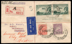 1930-31 (AAMC.148,151,155,164,165a(2),180,187,188,188b,188zi,192 & 193) group incl. 1 Jan.1920 Sydney - Brisbane reg. flown cover, 19 Feb.1930 Camooweal - Daly Waters, 31 Mar.1930 Brisbane - Townsville, 23 Apr.1930 Brisbane - Mackay flown reg. cover NOT L