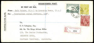 21 Feb.1930 (AAMC.152a) Daly Waters - Brunette Downs, registered cover flown by Frank Neale for A.A.S. on their new route which provided a direct link with Darwin. Cat.$400. [Small quantity flown]. Ex Eustis.