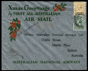 7 Jan.1932 (AAMC.245) England - Australia flown "Xmas Greetings" cover addressed to Australian National Airways Ltd., Sydney and signed by both pilots Charles Kingsford Smith and G.U. Allan.