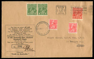 11 May 1934 (AAMC.379) Australia - New Zealand, "Goodwill Flight" flown in 'Faith in Australia' piloted by Charles Ulm, and signed by the pilot; numbered 106/250.