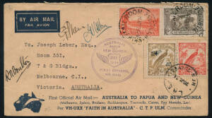 24 Jul.1934 (AAMC.390,391,392,393,394,395,395a & 395b) comprehensive group with Aust. - Papua (6), Aust. - New Guinea - USA (1), Papua - NZ (1), Aust. - Papua - Aust. (5), New Guinea - Aust. (2),Aust. New Guinea - Aust. (6 incl. a cover signed by the 3 pi