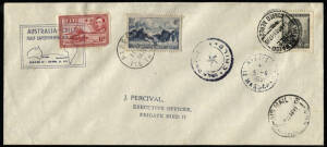 6 Apr.1951 (AAMC.1270) Australia - Chile - Australia: flown cover prepared by Jack Percival carried by "Frigate Bird II" from Valparaiso with Isla de Pascua & Mangareva cachets, French Oceania 40c with Papeete cds, Fiji 1&frac12;d tied by private cachet, & Sydne