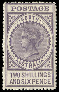 1910 (SG.304a) 2/6 Pale Violet "POSTAGE" with varieties "Broken frame under T of AUST" & "Broken frame under I of SIX", fresh MLH.