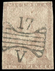 1850-53 (SG.15) Sixth Printing: 2d red-lilac [27], a pale shade with margins all round, neatly cancelled with Butterfly "17" of BROADFORD (RRR); attractive. The sixth printing used a new stone of 120 (Stone A: ten rows of twelve). The border lines were re