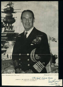 Admiral Sir Edward (Teddy) EVANS: picture signed "With best wishes from ERG Evans 1944", together with a telegram (1943) & delivery envelope acknowledging birthday wishes. Evans had been second in command on the Scott Expedition of 1910-13.
