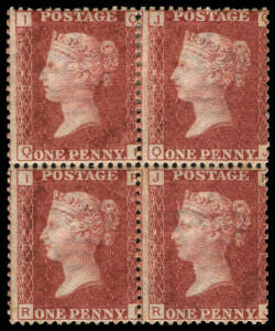 1858-79 (SG.43) 1d rose-red Plate 192 [IQ-JR] blk.4. Unusually fresh. Cat.&pound;260.