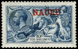 1918-23 (SG.23) 10/- Seahorse, with B.P.A. [1983] Certificate. Superb in all respects.