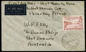 31 Oct.1937 (AAMC.P142) Port Moresby - Thursday Island - Darwin cover, flown and endorsed by W.Eddy & J.Kelly in a Grumman Amphibian VH-AAY.