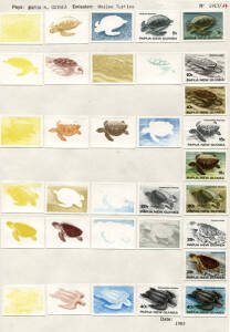 PROOFS: 1984 (SG.472-477) Marine Turtles: complete set of Courvoisiers' original colour separations & completed designs, all imperforate and affixed to the official Archival album page [#1917/17]. Superb & UNIQUE.