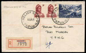 1955-64 Registered covers, with various frankings, registration labels and town or relief cancellations. Includes Balimo, Dogura, HOHOLA, Kandrian, Keravat, KWIKILA, Malahang, Minj, Rabaraba, Wabag and Vanimo. Attractive group.