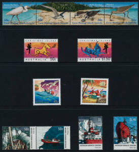 Collections on Seven Seas hingeless pages with Antarctica 1957 - Mar.2009 (FV $115+), Christmas Island 1958-09 (FV $415+), Cocos Keeling Islands 1963 to Apr.2009 (FV $275+ and a few FDCs) plus Australia Post Territories Collections 1994-2007 (FV $245+). V