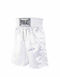 MUHAMMAD ALI, signature on pair of 'Everlast' boxing shorts. With 'Online Authentics' No. OA-8090214.
