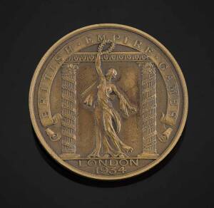 1934 2nd BRITISH EMPIRE GAMES IN LONDON, Participation Medal "British Empire Games/London/1934", bronze, 44mm diameter, in original presentation case. Very attractive and scarce.