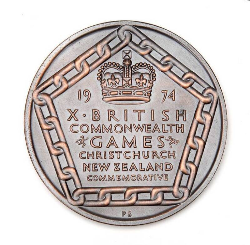 1974 COMMONWEALTH GAMES IN CHRISTCHURCH, Participation Medal, 63mm diameter. Fine condition.