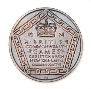 1974 COMMONWEALTH GAMES IN CHRISTCHURCH, Participation Medal, 63mm diameter. Fine condition.