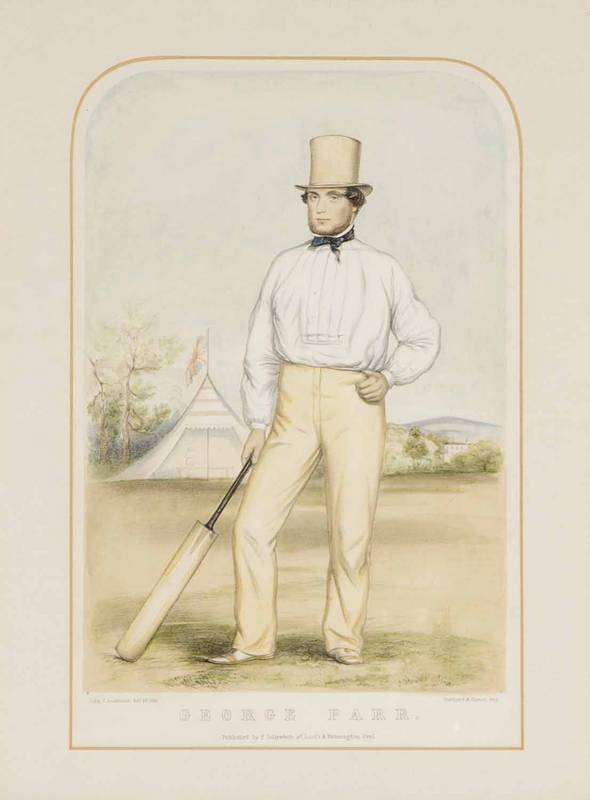 "GEORGE PARR", lithograph by John Corbet Anderson, published by F.Lillywhite [London, 1859-60], window mounted, framed & glazed, overall 38x48cm. Superb condition. {George Parr was captain of the first England touring team, which went to North America in1