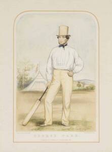 "GEORGE PARR", lithograph by John Corbet Anderson, published by F.Lillywhite [London, 1859-60], window mounted, framed & glazed, overall 38x48cm. Superb condition. {George Parr was captain of the first England touring team, which went to North America in1