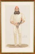 'VANITY FAIR' CRICKET PRINTS, comprising "Cricket" (W.G.Grace), "Australian Cricket" (George Bonnor), "Yorkshire Cricket" (Lord Hawke), "I Zingari" (John Loraine Baldwin), "Plum" (Sir Pelham Warner). Each framed & glazed, each overall 27x40cm.