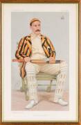 'VANITY FAIR' CRICKET PRINTS, comprising "Cricket" (W.G.Grace), "Australian Cricket" (George Bonnor), "Yorkshire Cricket" (Lord Hawke), "I Zingari" (John Loraine Baldwin), "Plum" (Sir Pelham Warner). Each framed & glazed, each overall 27x40cm. - 3