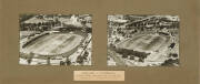 ADELAIDE OVAL: Photograph "Adelaide Oval, Taken from Steeple of St.Peters Cathedral, 1902"; pair of photographs in mount "England v Australia, 4th Test Match - Adelaide Oval - 2nd Feb.1929. Attendance 37,000. Total Attendance (Feb.1-8) 138,000"; plus colo - 3