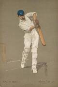 1905 ALBERT CHEVALLIER TAYLER PRINTS, of English cricketers in action, noted Arnold, Beldam, Burnup, Denton, Evans, Fry, Gunn, Haigh, Hearne, Hesketh-Prichard, Iremonger, King, Lees, Martyn, McGregor, Perrin, Rhodes, Spooner, Thompson, Warner & Wynyard. E - 2