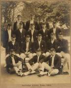 1909 AUSTRALIAN TEAM, original team photograph with players wearing their Australian caps & blazers, titled "Australian Cricket Team, 1909", window mounted, framed & glazed, overall 33x43cm. G/VG condition.