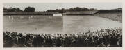 FRAMED CRICKET DISPLAYS, noted lovely original photograph of the 1926 Australians practicing in the nets; panoramic photograph of a c1930s Test match. All framed, various sizes. - 3