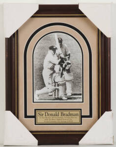 DON BRADMAN, signed photograph, window mounted, framed & glazed, overall 30x40cm.