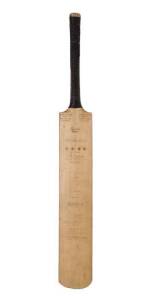 1948 AUSTRALIAN TOUR TO ENGLAND: Full size "Quaife & Lilley" Cricket Bat signed by England & Australia on front (some signatures faded) with 14 legible signatures including Len Hutton, Alec Bedser, Lindsay Hassett & Keith Miller; signed on reverse by Warw