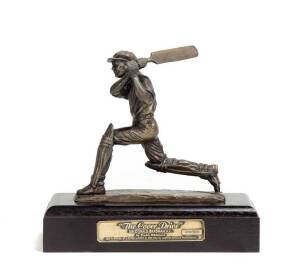 DON BRADMAN, bronze statuette "The Cover Drive - Sir Donald Bradman A.C." by Fredric Whitehouse, Bradman Museum limited edition 343/500, 19cm tall. G/VG condition.