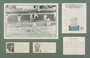 "THE TIED TEST", 1960 Australia v West Indies, 1st Test at Brisbane, display comprising action picture signed by Wes Hall & Richie Benaud, limited edition 698/1000, window mounted, framed & glazed, overall 88x62cm. With CoA.