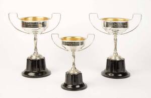 TREVOR CHAPPELL TROPHIES: Trophy Cups (3) presented to Trevor Chappell by Prince Alfred College in 1970 - Best Batting; Best Bowling & "Outstanding Play & Ledership". [Trevor Chappell played 3 Tests & 20 ODIs for Australia 1980-83, and is infamous for the