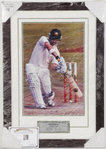 SIGNED DISPLAYS, noted Kerry O'Keeffe & Phil Hughes. Both framed, various sizes.