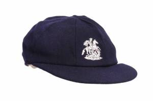 ENGLAND TOURING TEST CAP, navy blue, embroidered St.George & Dragon on front, player unknown. Good match-used condition