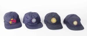 INDIA CRICKET CAPS, noted baseball-style caps (3) with one signed by Devang Gandhi, and another with unidentified signature; plus Mumbai Cricket Association cap. G/VG condition.