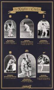 "THE KNIGHTS OF CRICKET", display comprising 6 signed photographs of all the Sirs - Don Bradman, Clyde Walcott, Gary Sobers, Colin Cowdrey, Everton Weekes & Richard Hadlee, window mounted with details of their Test careers, limited edition 86/500, framed 