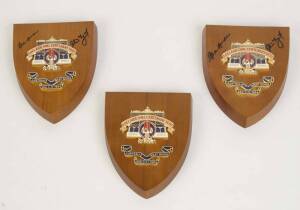 1984 ADELAIDE OVAL CENTENARY TEST, commemorative wall plaques - two signed by captains Allan Border & Clive Lloyd. VG condition.