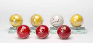 SIGNED CRICKET BALLS, noted Brian Lara, Muttiah Muralitharan, Shoab Akhtar, Tim Zoehrer; match-used ODI ball signed Adam Gilchrist & Tony Dodemaide; plus unsigned cricket balls (4). G/VG condition. (10 items).