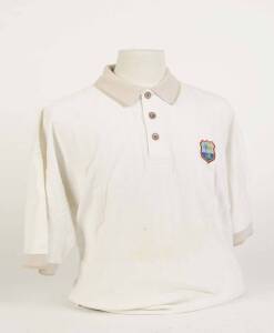 INTERNATIONAL CLOTHING, noted Kenya shirt (M.Sheikh) & trousers; Zimbabwe shirt (Taibu) & ODI jumper; England ODI shirt; Pakistan ODI trousers; 1992 World Cup promotional vest; Carl Hooper's West Indies polo shirt; Chennai Super Kings shirt. 