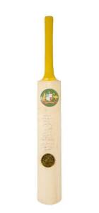 2001 25th Anniversary of the 1986 Tied Test, full size Cricket bat signed by Australian team, with 10 signatures including Allan Border, Geoff Marsh & Dean Jones; and with round plaque affixed "THE TIED TEST, India vs Australia, Madras 1986, Tim Zoehrer, 